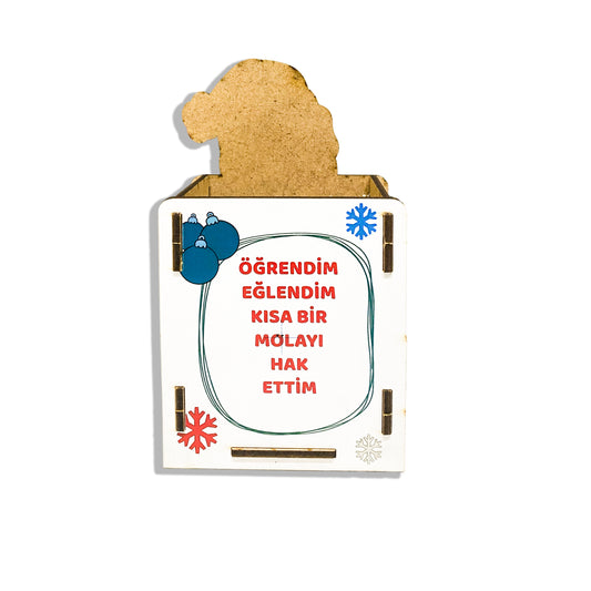 Kardan Adam Temalı Kişiye Özel Ahşap Kalemlik