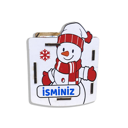 Kardan Adam Temalı Kişiye Özel Ahşap Kumbara