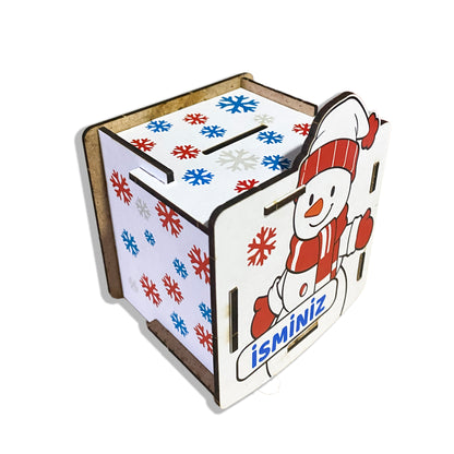 Kardan Adam Temalı Kişiye Özel Ahşap Kumbara