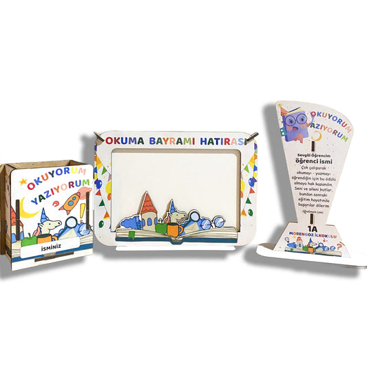 OKUMA HAFTASI 3’LÜ SETİ (Plaket + Kalemlik + Çerçeve)