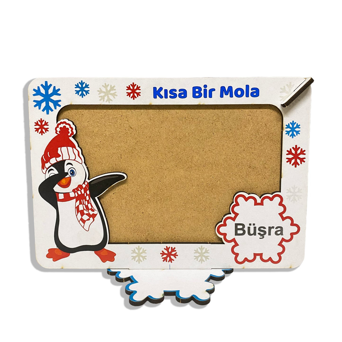 Penguen Temalı Kişiye Özel Ahşap Çerçeve