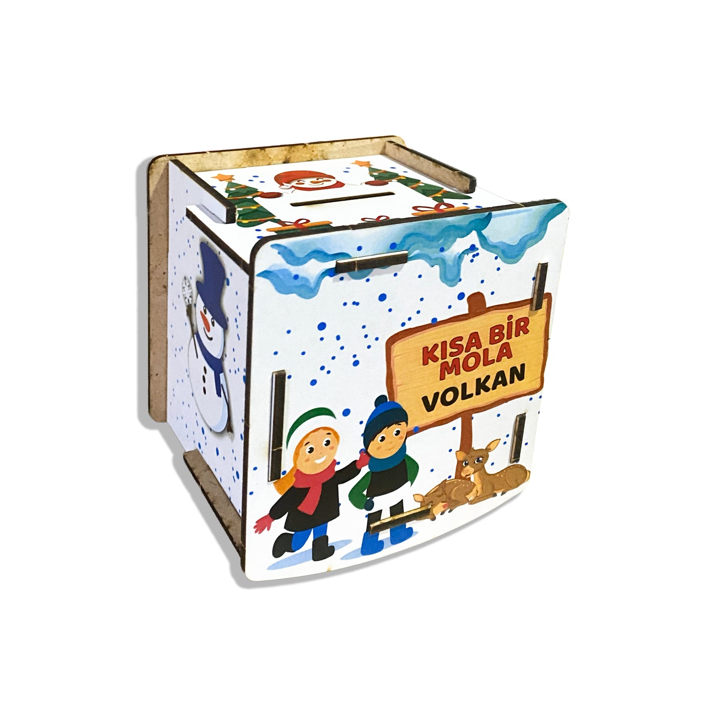 Yılbaşı Temalı Kişiye Özel Ahşap Kumbara