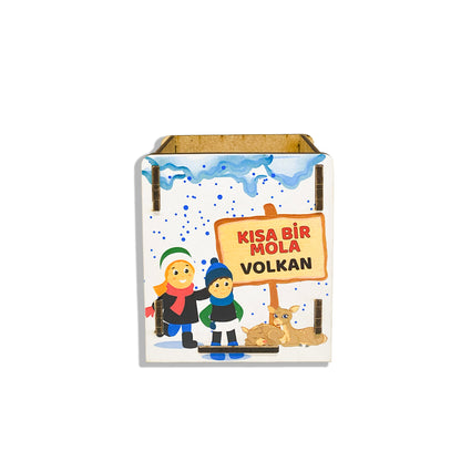 Yılbaşı Temalı Kişiye Özel Ahşap Kalemlik